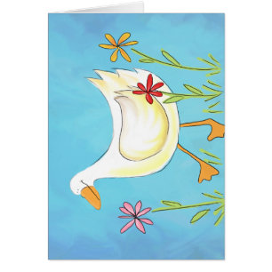 Precis Ducky w-blommor Hälsningskort
