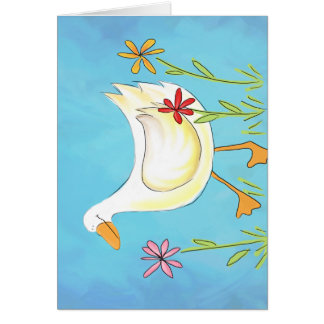 Precis Ducky w-blommor Hälsningskort