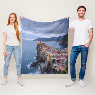 Precis efter solnedgång Vernazza, Cinque Terre, Fleecefilt