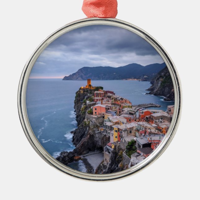 Precis efter solnedgång | Vernazza, Cinque Terre, Julgransprydnad Metall (Framsidan)