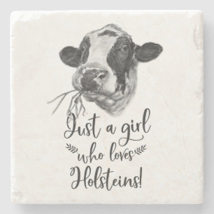 Precis en flicka som älskar Holstein kor Stenunderlägg