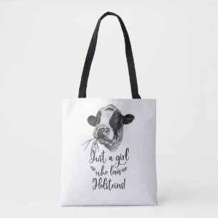 Precis en flicka som älskar Holstein kor Tygkasse