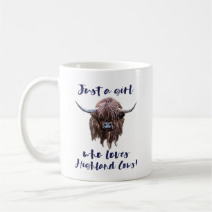 Precis en flicka som älskar skotska höglands- ko kaffemugg