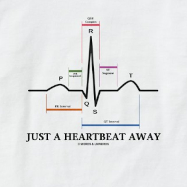 Precis ett hjärtslag bort (EKG/ECG) Tröja (Tee featuring normal sinus rhythm on electrocardiogram for anyone who is "Just A Heartbeat Away")