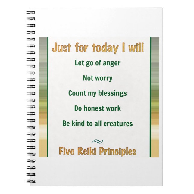Precis för TodayReiki principer Anteckningsbok (Framsidan)