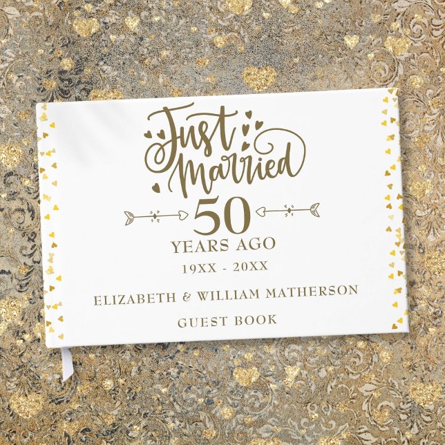Precis Gift 50-årsdag För Bröllop Gästböcker (Just Married 50th Wedding Anniversary Guest Book)