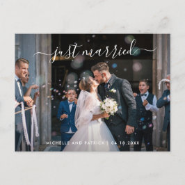 Precis Gift Elegant Skript Foto Elopement Meddelande Vykort
