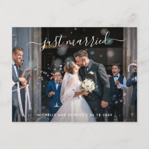 Precis Gift Elegant Skript Foto Elopement Meddelande Vykort