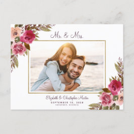 Precis Gift Förlovningsfoto Lila Blommig Elegant Inbjudan Vykort