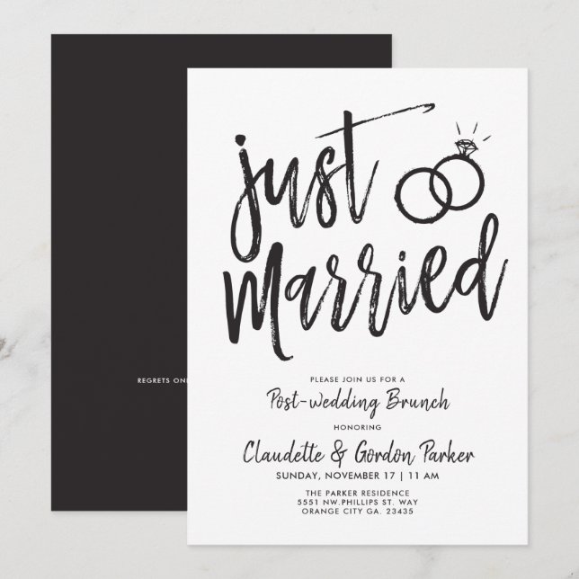 Precis Gift Manus Bröllopsbrunch | Festlig Brunch Inbjudningar (Fram/baksida)