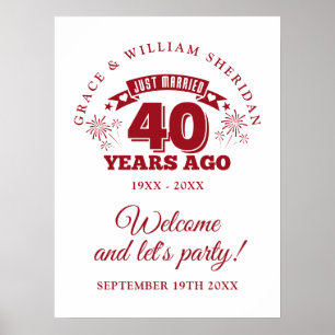 Precis Gift Ruby 40-årsjubileum Välkomstskylt Poster