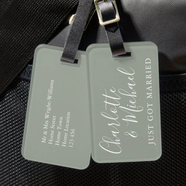Precis Gift Silver Sage Signatur Bagagebricka (Just Got Married Silver Sage Signature Luggage Tag)
