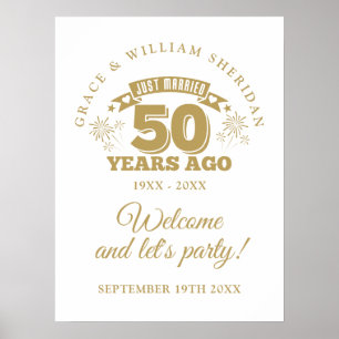 Precis gifta 50-årsjubileum välkomstskylt poster