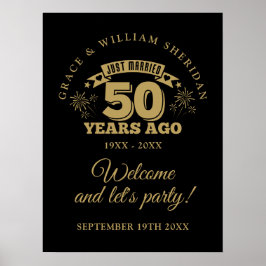 Precis gifta 50-årsjubileum välkomstskylt poster