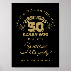 Precis gifta 50-årsjubileum välkomstskylt poster