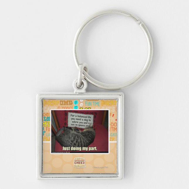 Precis göra min delning fyrkantig silverfärgad nyckelring (Framsidan)