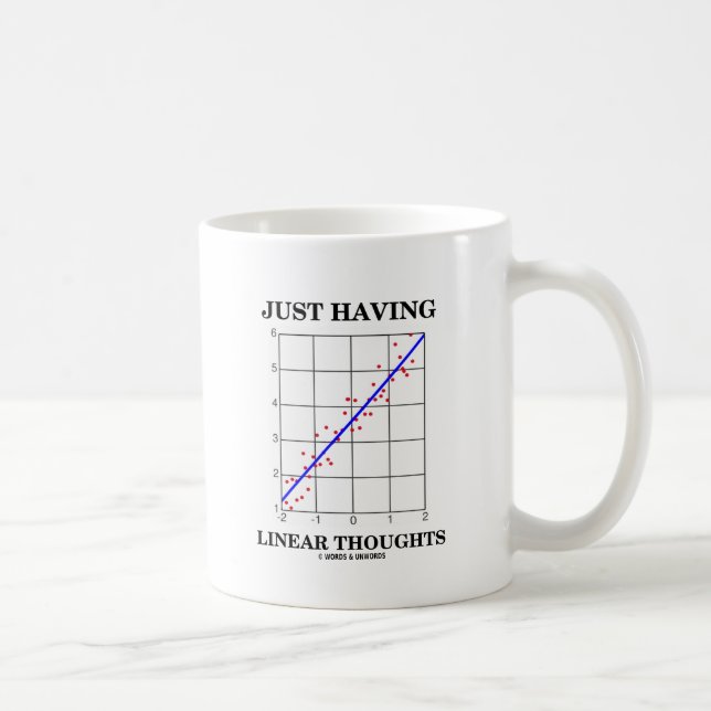 Precis ha linjära tankar (statistik-humorn) kaffemugg (Höger)