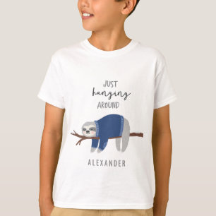 Precis hänga runt om slothblått t shirt