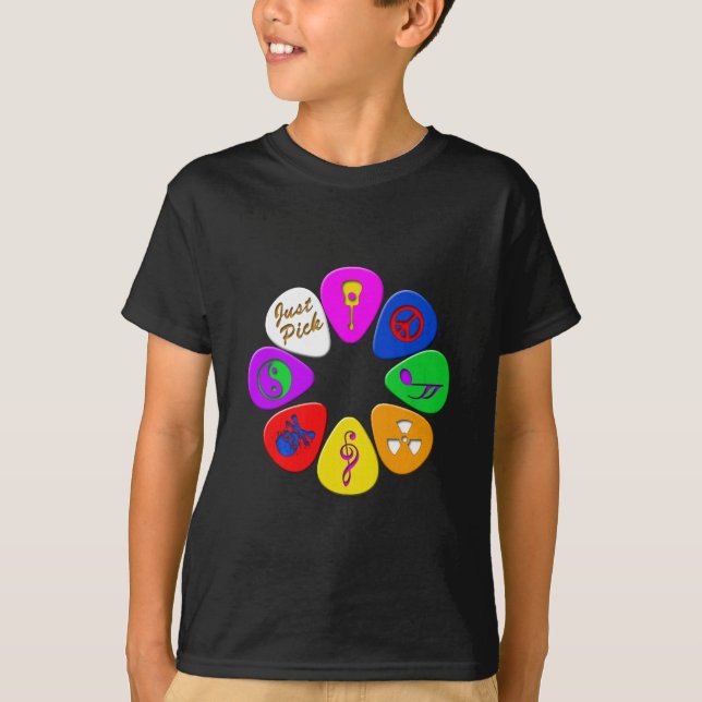 Precis plockagitarrer Plektrum Tee Shirt (Framsida)