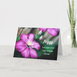 Precis som ett Mamma Lila Clematis-blomkort Kort