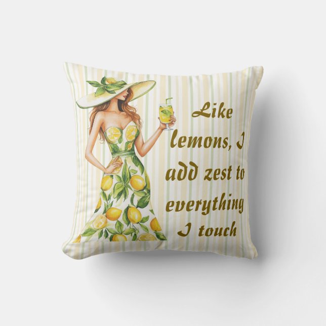 Precis som Lemons lägger jag till Zest till allt j Kudde (Framsida)