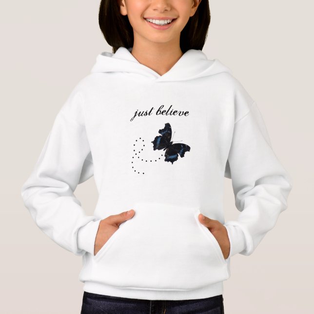 Precis tro Hoodie med fjärilen för flickor T Shirt (Framsida)