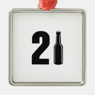 Precis vänd 21st födelsedag för 21 ölflaska julgransprydnad metall