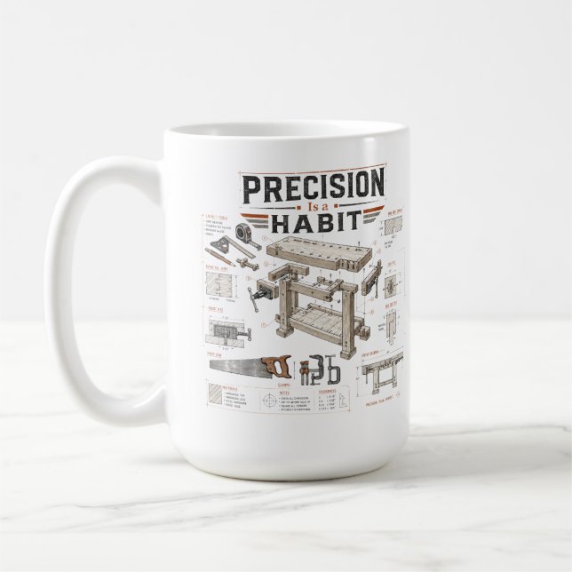 Precision är en Blueprint-mugg för vanor Kaffemugg (Vänster)