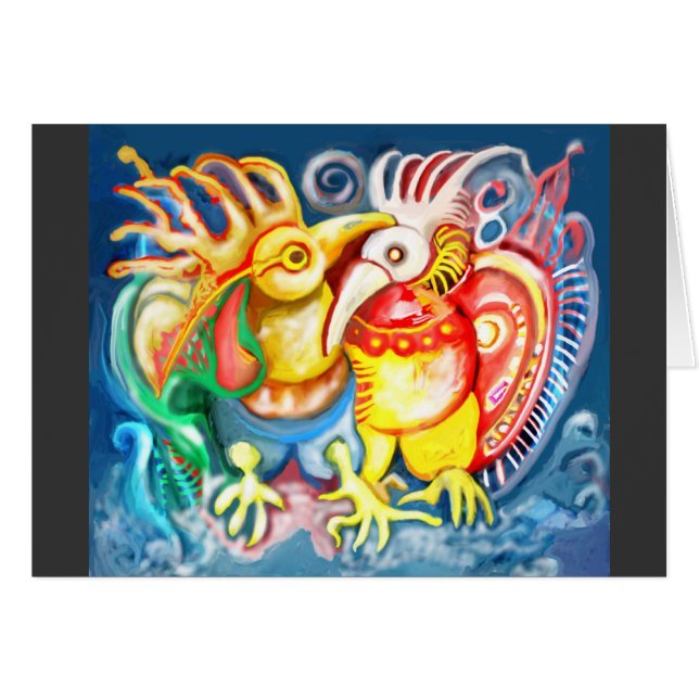 Precolumbian fåglar hälsningskort (Framsidan Horizontal)