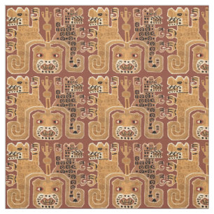 PreColumbian Peruvian Wari Jaguar Tribal Mönster Tyg