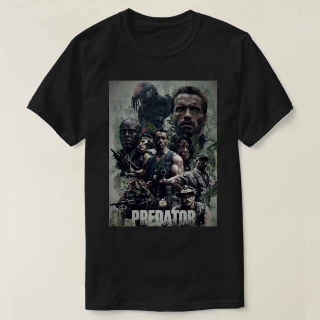 Predator av Arnold Schwarzenegger Movie Poster Sti T Shirt (Design framsida)