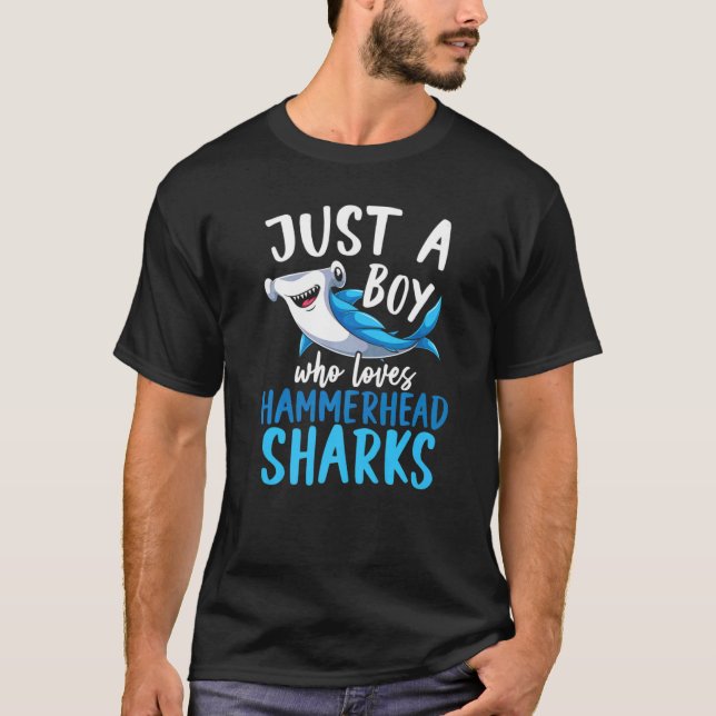 Predator Hammerhead Shark Ocean Animal Boys Hamme T Shirt (Framsida)