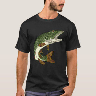 Predatory fish fishing pike motif for anglers and  t shirt