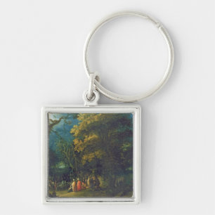 Predikanen av John The Baptist Fyrkantig Silverfärgad Nyckelring
