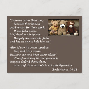 Predikaren 4:9-12 Bibelvers Minnes Postkort Vykort