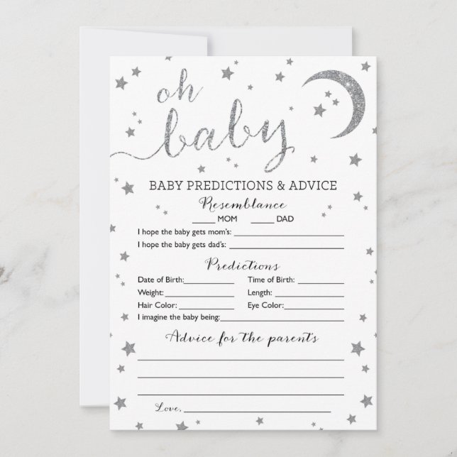 Predikat och rådgivningskort för Star Silver Glitt Inbjudningar (Framsida)