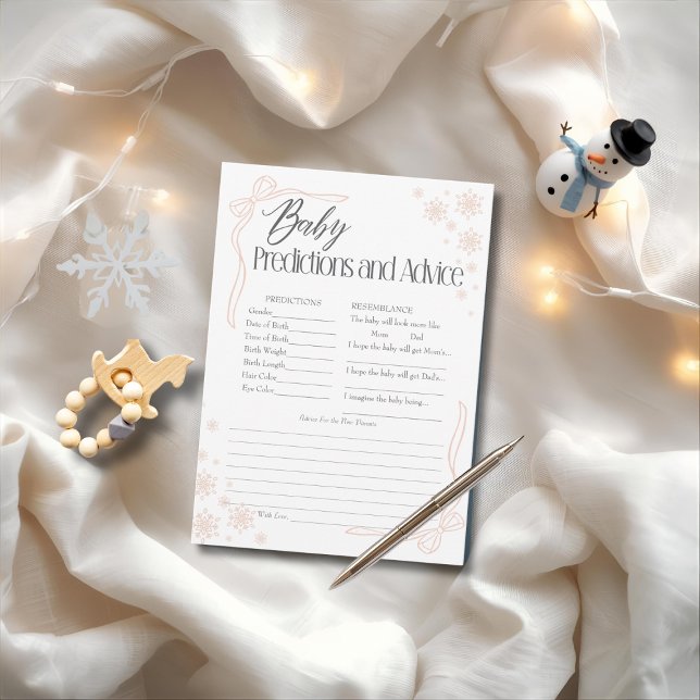 Predikationskort för Snö Coquette Taupe Baby Inbjudningar (Snow Coquette Taupe Baby Predictions Advice Card)