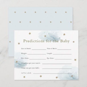 Predikationskort Guld Star & Blue Cloud Baby Inbjudningar