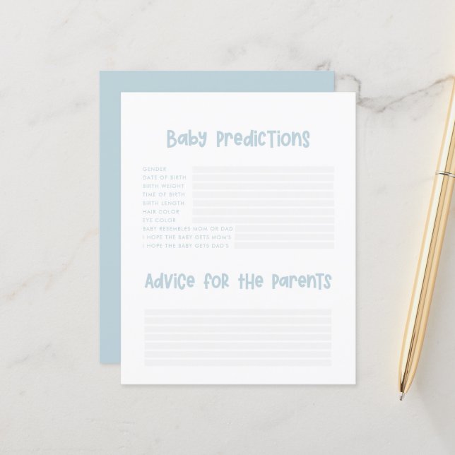 Predikationsspel för Babydusch party baby blue (Fram/Back In Situ)