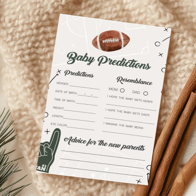 Predikationsspel för babyskor i Baby (Football Sports Baby Shower Baby Predictions Game )