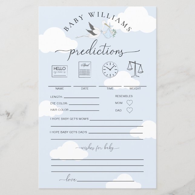 Predikationsspel för Blue Stork Baby (Framsida)