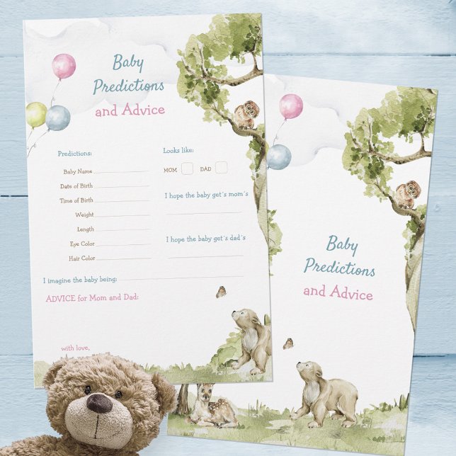 Predikationsspel för kalkylbur - vänta på babykläd (Cute Bearly Wait Baby Shower Predictions Game ©Susanne Sachers - Sunny Mind Design 🌞)