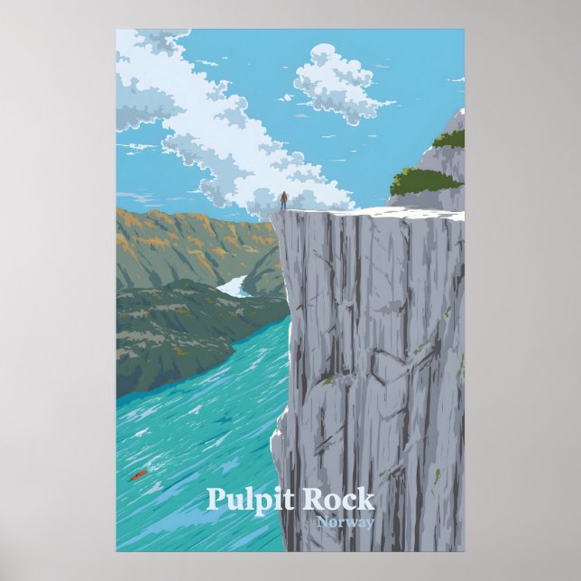 Predikstolen Preikestolen Norge Resa Affisch (Framsidan)