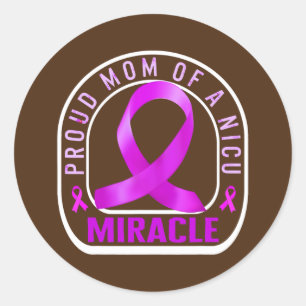 Preemie Mamma Proud Mamma NICU Miracle Lila Baby Runt Klistermärke
