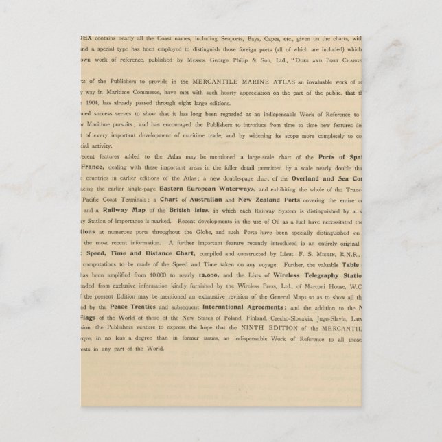 Preface New mercantile Marine atlas Vykort (Framsida)