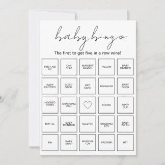 Prefilled Minimalist Baby Shower Bingo Cards Inbjudningar