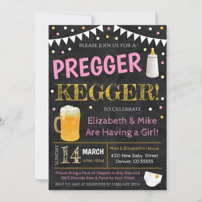 Pregger Kegger Baby Shower-inbjudan Inbjudningar (Framsida)