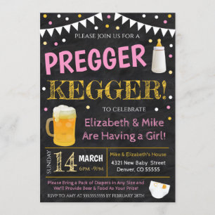 Pregger Kegger Baby Shower-inbjudan Inbjudningar
