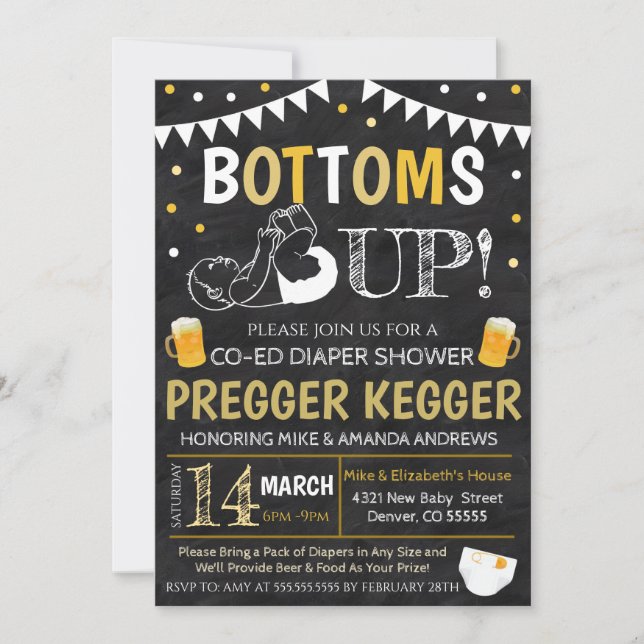 Pregger Kegger Baby Shower-inbjudan Inbjudningar (Framsida)