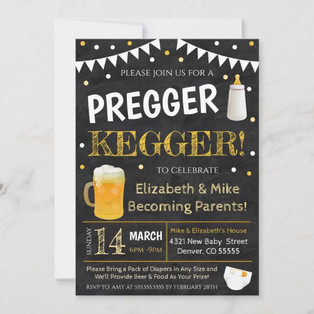 Pregger Kegger Baby Shower-inbjudan Inbjudningar (Framsida)